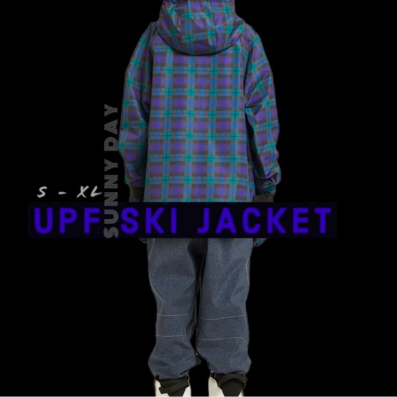 Sunny Day UPF Ski JACKET navy blue green Blackwatch Plaid Men’s Mens WINDBREAKER - Picture 2 of 16